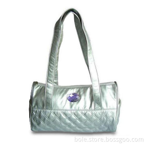 PU Cosmetic Bag with Full Quilting, Acrylic Stone for Decorations, OEM and ODM Orders are Welcome